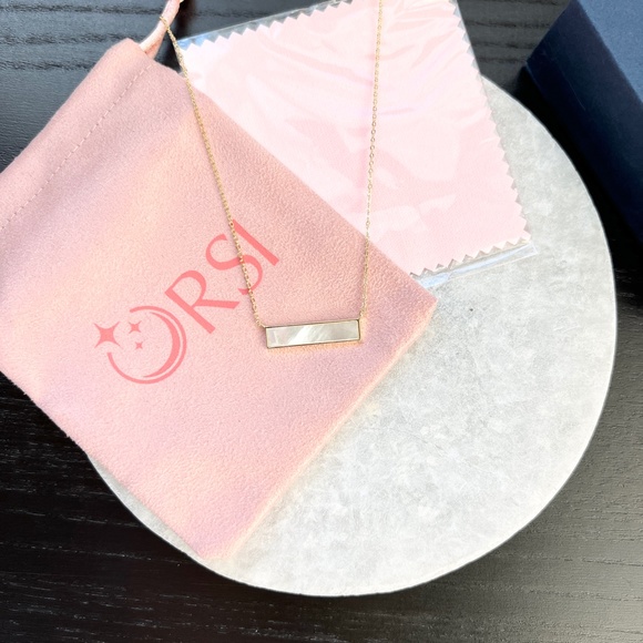 New ORSI Silver Morgan Bar Necklace Gold Plated - Picture 5 of 6